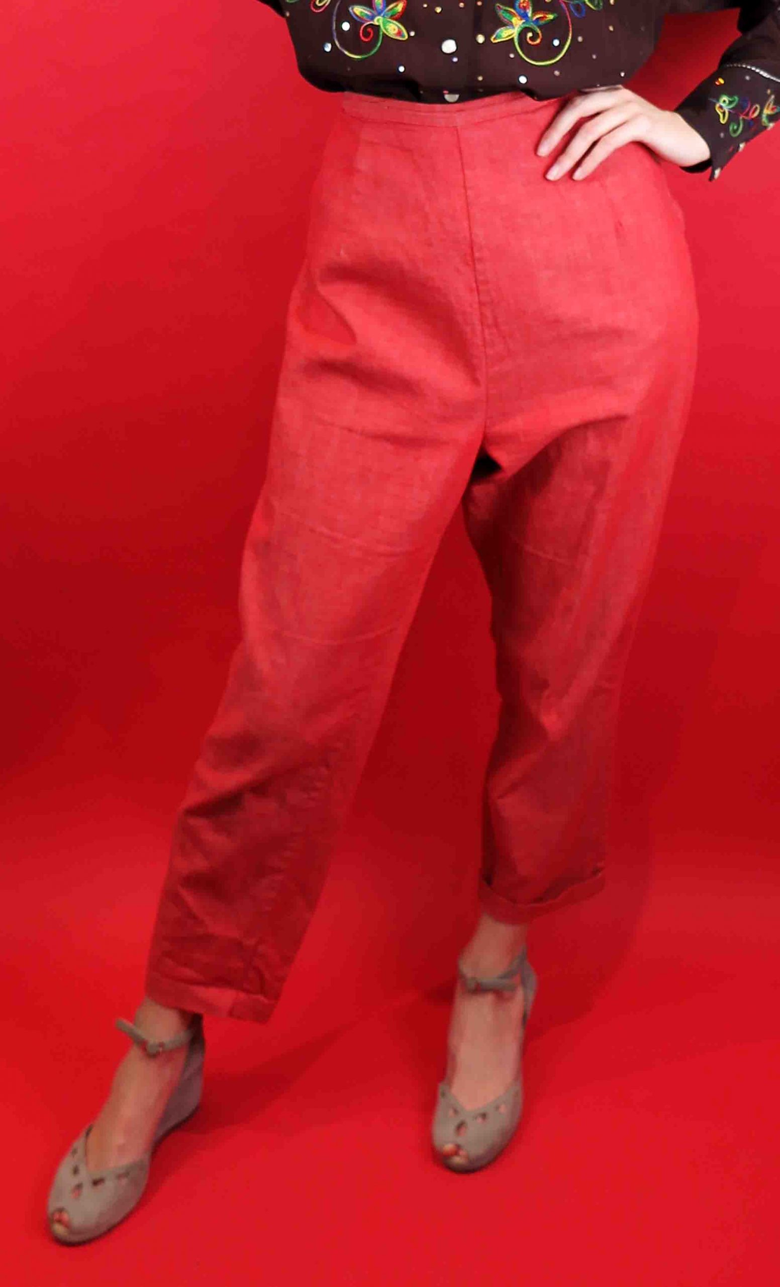 light red jeans
